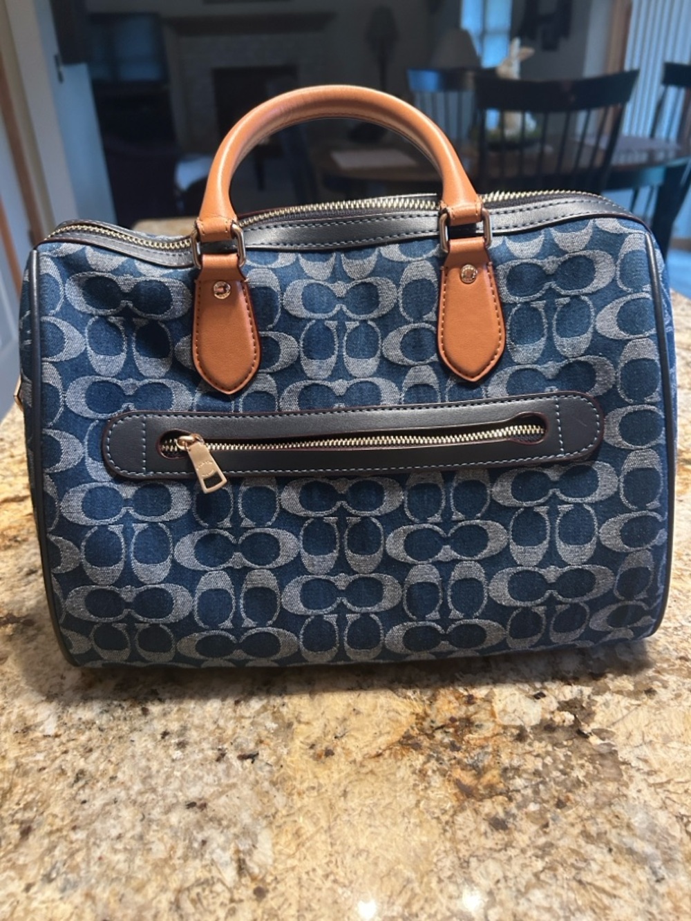 Large COACH Denim Rowan Satchel, EUC!! - Picture 3 of 10